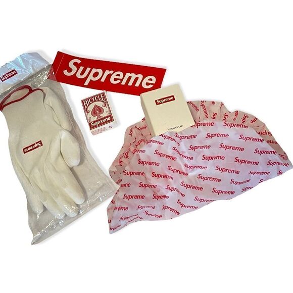 ❤️SOLD❤️Supreme Shower Cap, Playing Cards, Rubber Gloves & Large Sticker - Picture 1 of 6